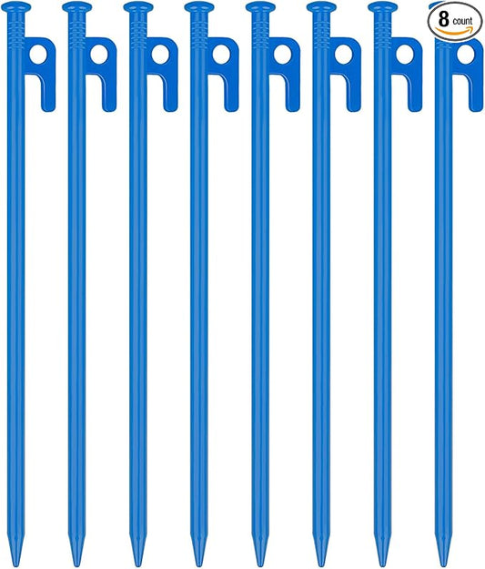 8 Pack Tent Stakes Heavy Duty 12 inch Steel Tent Pegs for Camping Unbreakable and Inflexible