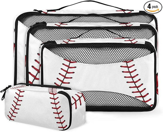 Baseball Compression Packing Cubes for Travel,Expandable Cubes Storage Bag Carry on Luggage Organizers for Toiletry Clothes Shoe Accessories 4 Set