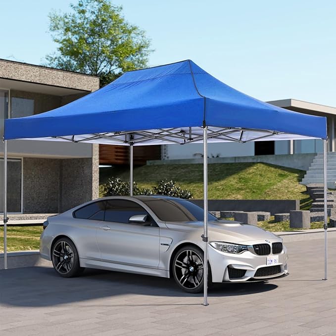 COBIZI 10x15 Pop Up Canopy Without Sidewall,Heavy Duty Canopy UPF 50+ All Season Wind Waterproof Commercial Outdoor Wedding Party Tents for Parties Gazebo with Carry Bag(10 x 15 ft Blue)