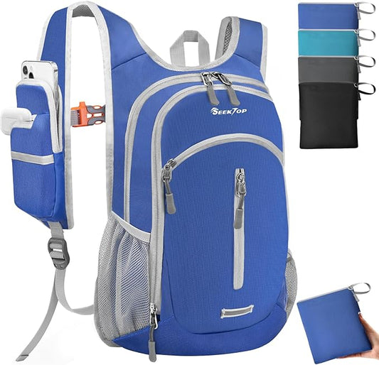 Seektop Expandable Small Hiking Backpack 12L-15L Lightweight Packable Waterproof Daypack with Phone Pocket for Women Men