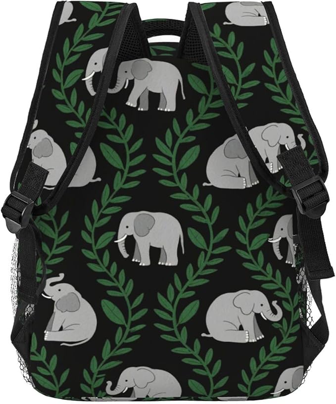 Lightweight Daypack Bookbag for Trekking Business Walking Cycling, Big Capacity Anti-Theft Multipurpose Carry On Bag, Laughing Elephants Print Business Computer Bag