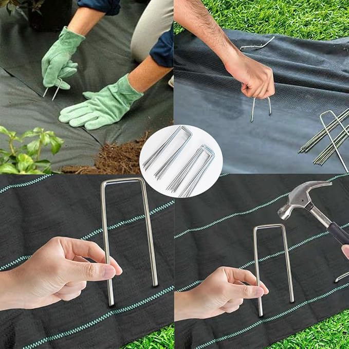 8 Gauge Ground Staples 6 Inch Landscape Staples 16Pack Metal Lawn Ground Barrier Cover Wire Heavy Duty U Stakes Pins