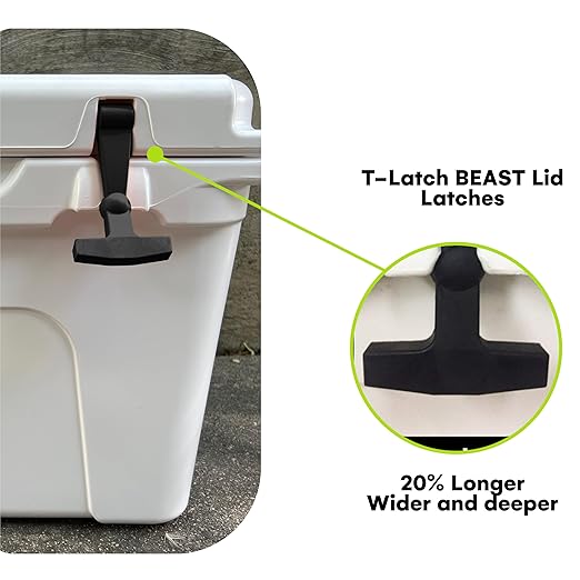 Beast Cooler Accessories 2-Pack Replacement Lid Latches for Yeti and RTIC - Black Rubber, Cooler Latches Replacement for Yeti, RTIC, and More - Hard Handle Grips, 20 Inches