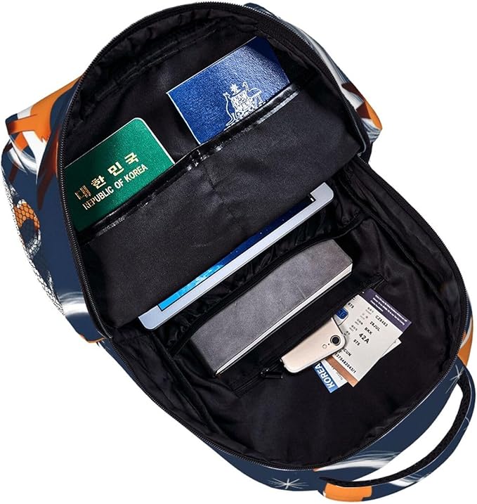 Polyester Daypack Backpack for Sports Travel Running, Big Capacity Anti-Theft Multipurpose Carry On Bag, Cute Little Foxes Pattern Laptop Book Bag Rucksack