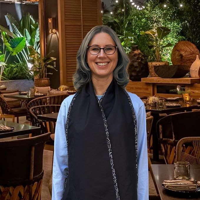 Reversible Adult Bibs for Women & Men - Adult Bib Scarf for Elderly - Dining Clothing Protectors - Washable Dining Scarf for Senior Citizens