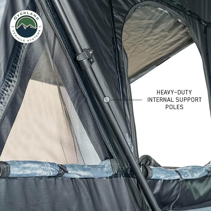 Overland Vehicle Systems XD Everest Cantilever Aluminum Hard Sheel Roof Top Tent with Black Out Kit - Grey Body & Black Rainfly