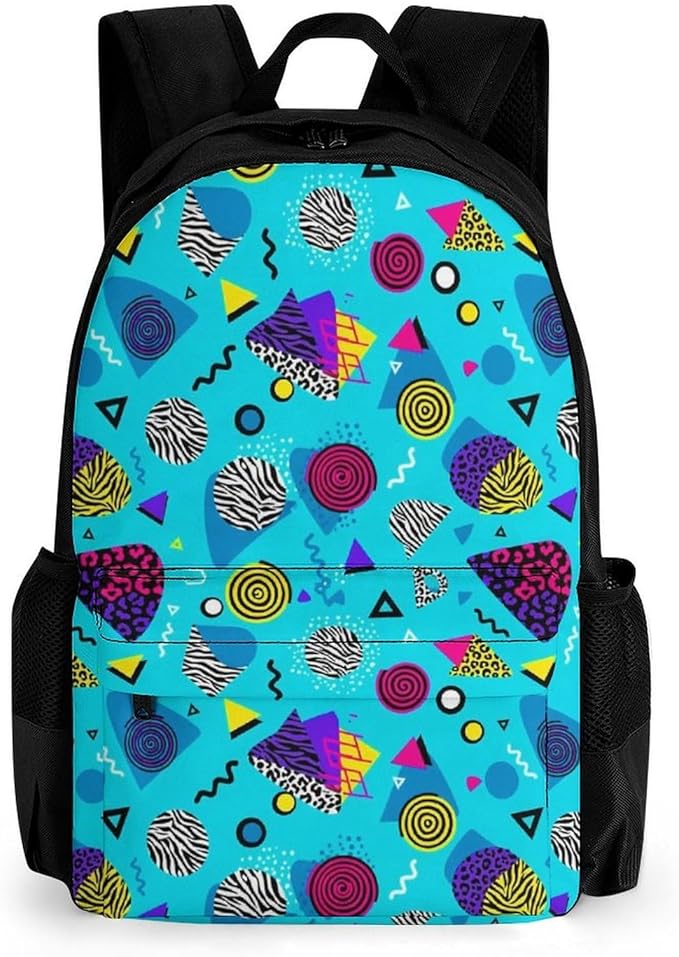 Lightweight Rucksack for Sports Travel Running, Big Capacity Multipurpose Anti-Theft Bookbag, Geometric Checkered Zebra Tiger Leopard Print Mint Green Retro 80S 90S Travel and Sport Backpack Rucksack