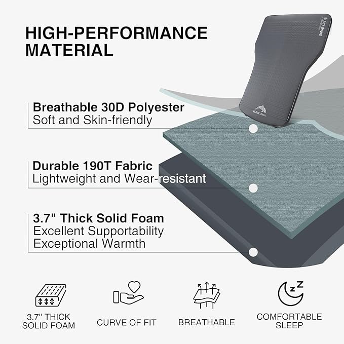 3.7 inch Foam Mattress for Tesla Model Y/Model 3, Camping Air Mattress with Foam, Fast Inflate and Deflate with Pump Sack, Sleeping Pad for Road Trip, Job Shifts, Nap, Camping