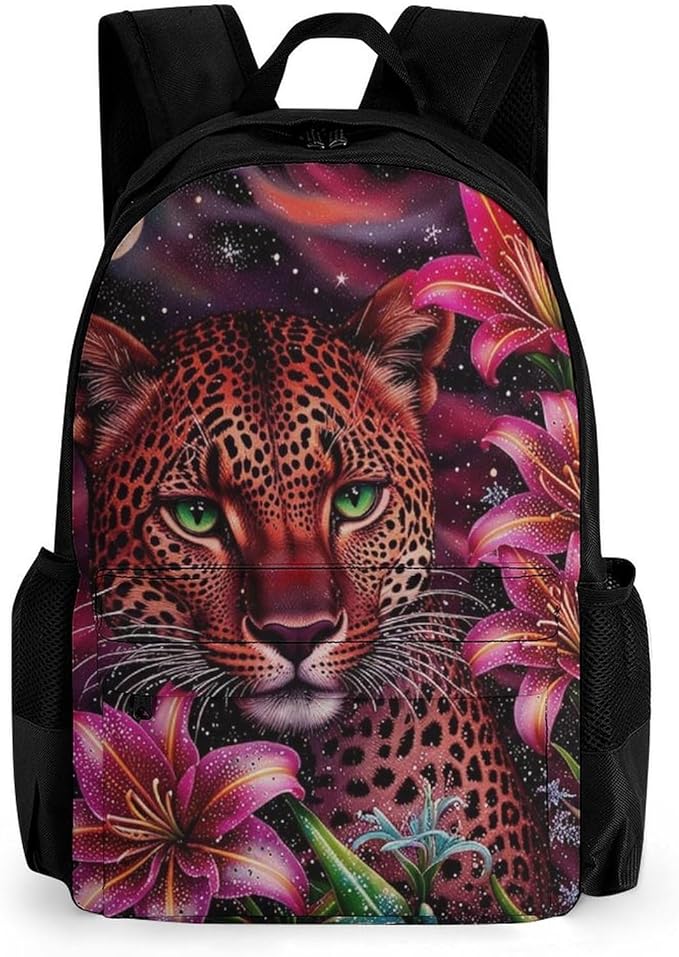Supdreamc Shoulder Book Bags Polyester Multipurpose Anti-Theft Beautiful Wild Animal Tiger Abstract Florals Art Carry On Bag Large Capacity Travel Hiking Camping Rucksack