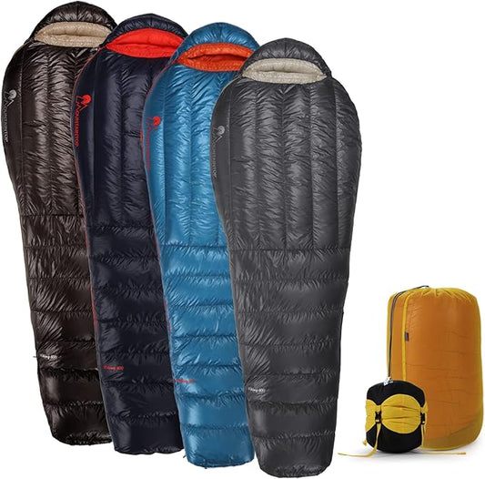 Mountaintop Ultralight Mummy Down Sleeping Bag 650 Fill Power Duck Down Suits for 32 Degree F for Camping Hiking Backpacking