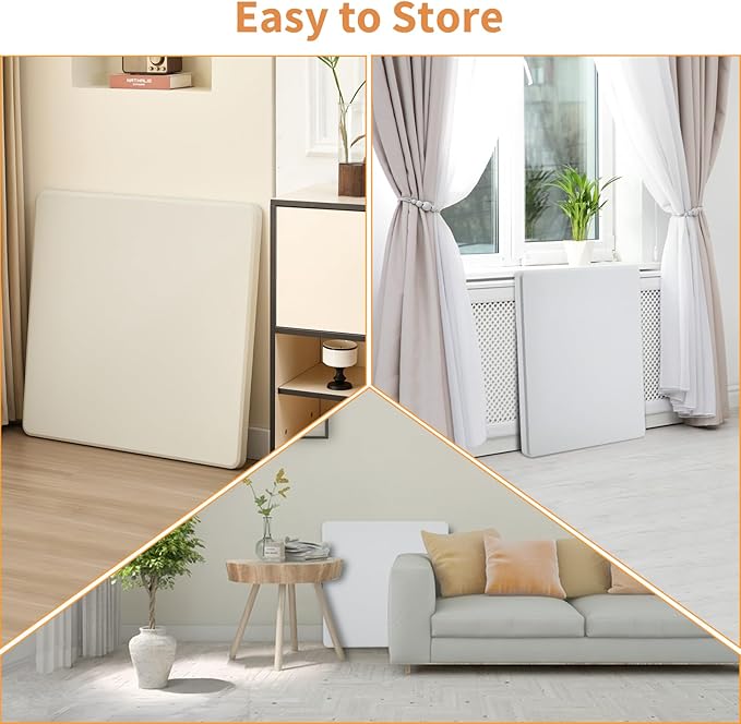 BOOSDEN 32 Inch Square Folding Table, Lightweight Folding Card Table, Indoor Outdoor Portable Utility Foldable Tables, Collapsible Legs Plastic Table for Puzzles Game Crafting Camping Picnic Party