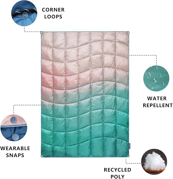 Camping Blanket, Packable Puffy Blankets Lightweight Windproof Waterproof for Outdoors,Hiking, Backpacking,Beach,Car,Picnic,Stadium
