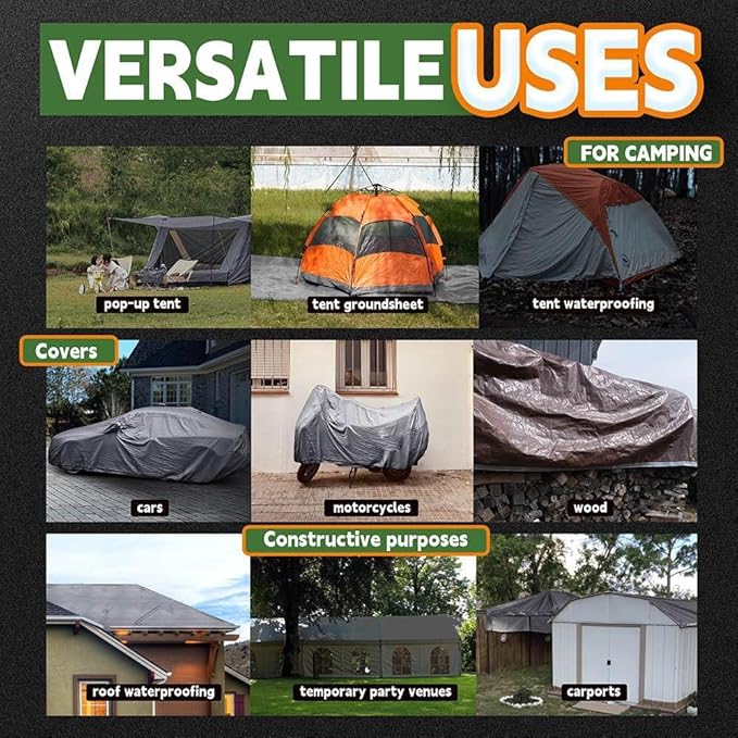 RAINDEWAY Tarps 6x10 Feet - 5.5 Mil, Multipurpose Waterproof Poly Tarp Cover with Metal Grommets and Reinforced Edges, Silver/Blue Tarp