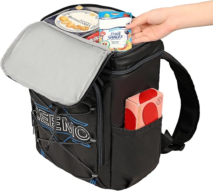 ZEEMO Backpack Cooler for Men, Insulated Leak Proof Lunch Bag, Large Capacity Lightweight Rucksack for Picnic, Beach, Backyard, Black