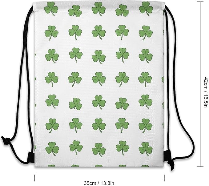 Beam Backpack Drawstring Sack Large Capacity for Soccer Basketball Sports Workout Equipment Travel, Lucky Clover Shamrock Bags