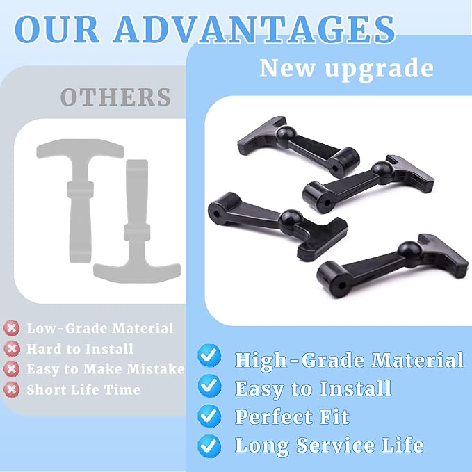 4 Pcs Heavy Duty Cooler Latches Replacement Compatible with YETI Tundra RTIC and Other Related Coolers Lid Latch Parts Accessories Ergonomically Improved Design Black
