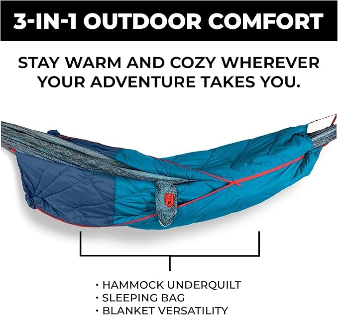 Grand Trunk 360 ThermaQuilt 3-in-1 Hammock Underquilt, Blanket and Sleeping Bag (Blue/Navy Blue)