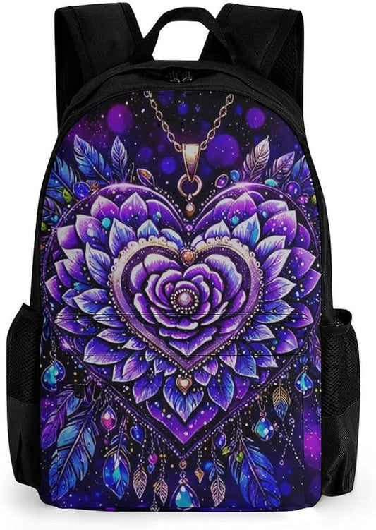 Rucksack Polyester Anti-Theft Multipurpose Fantasy Rose Art Carry On Bag Large Capacity Travel and Sport Backpack Rucksack With Smooth Zippers