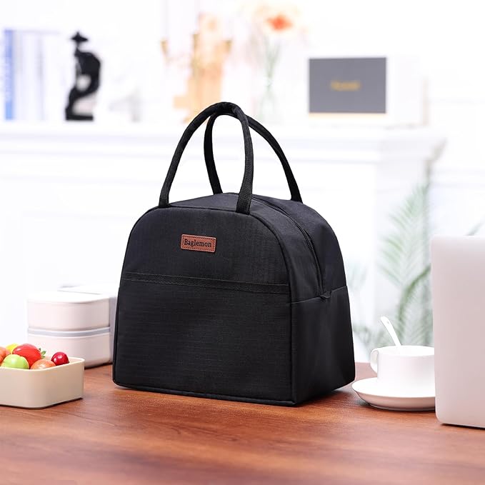 Insulated Lunch Bag for Women Men, Lunch Containers Reusable High Capacity Lunch Tote Bags for Work Picnic (Black)