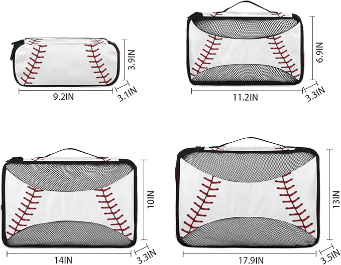 Baseball Compression Packing Cubes for Travel,Expandable Cubes Storage Bag Carry on Luggage Organizers for Toiletry Clothes Shoe Accessories 4 Set