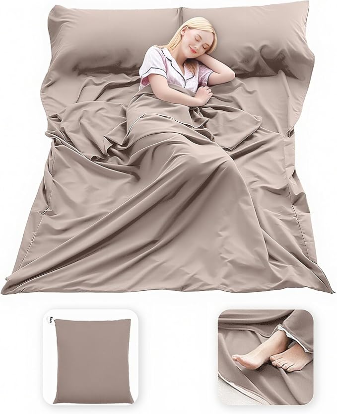Sleeping Bag Liner Lightweight Compact Sleeping Bag Sack Portable Clean Travel Sheet Camping Sleep Sheet for Backpacking Hotel Hiking
