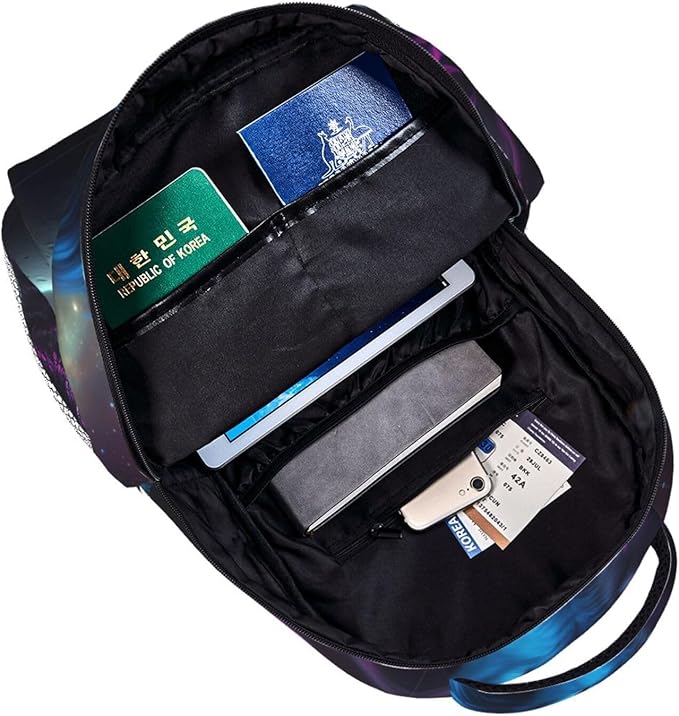 Rucksack Anti-Theft Multipurpose Big Capacity Carry On Bag, Pink And Blue Cool Wolf Moon Art Traveling Camping Backpack With Side Pockets