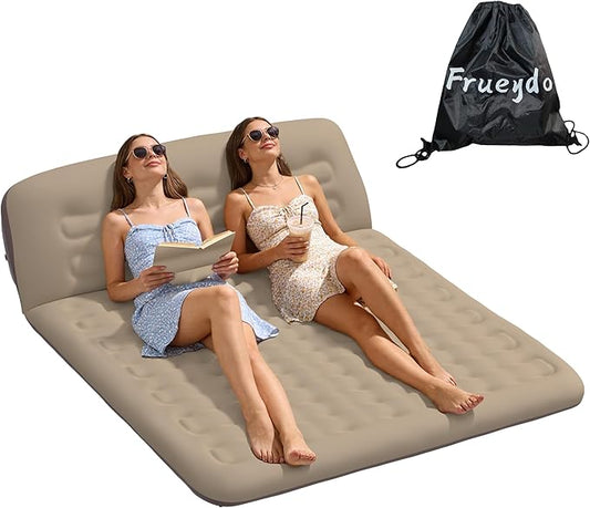 Twin Size Inflatable Air Mattress with Adjustable Backrest -2 in 1 Inflatable Mattress Portable Queen Size Double Camping Mattress for Home & Outdoor Relaxing - Queen