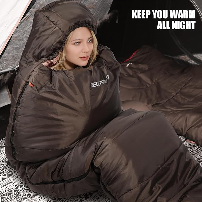 REDCAMP Cold Weather Mummy Sleeping Bag, Warm Flannel Cotton Sleeping Bag, 2 lbs/ 4 lbs Filling