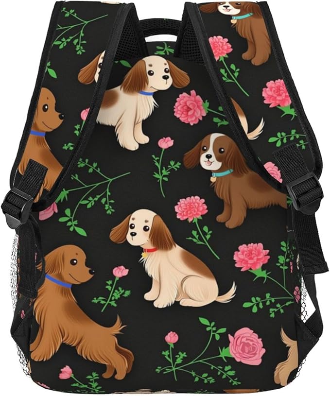 Rucksack Anti-Theft Multipurpose Big Capacity Carry On Bag, Cocker Spaniel Dog Flower Traveling Camping Backpack With Side Pockets