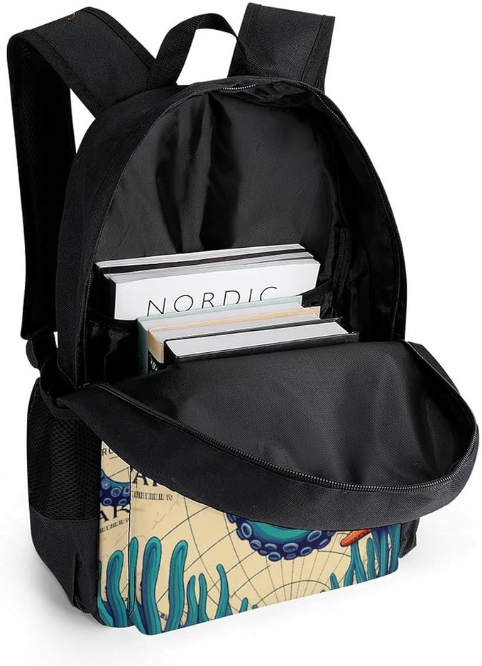 Supdreamc Rucksacks Lightweight Multipurpose Anti-Theft Retro Octopus Art Shoulder Bag Large Capacity Business Computer Bag With Smooth Zippers