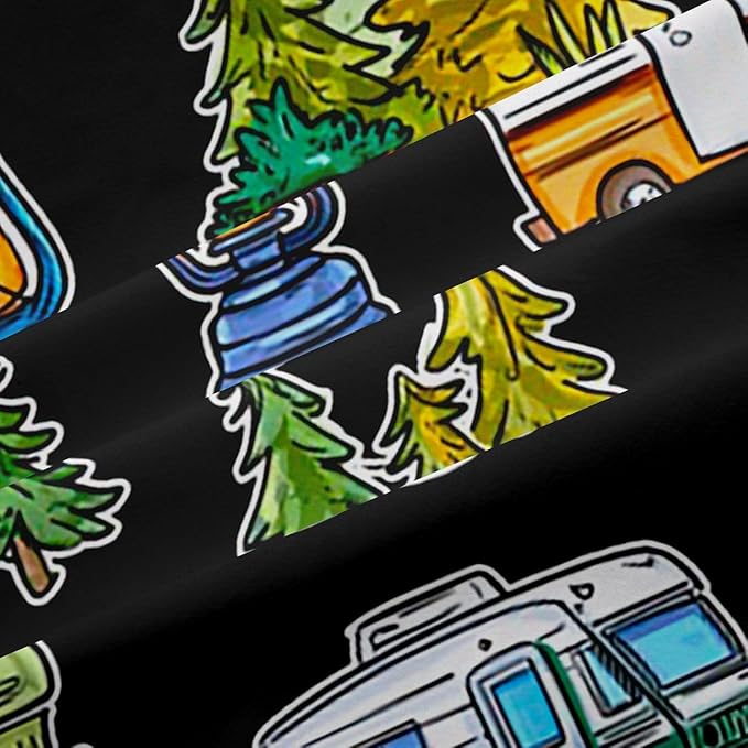 Feelyou Vintage Camper Decor Curtains for Bedroom Living Room Rustic Camping Trailer Blackout Darkening Drapes Happy Camping Theme Window Treatments, 2 Panels 52 x 96 Inch Room Decor