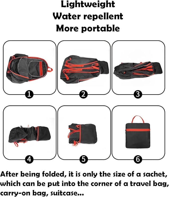 Lywencom Hiking Backpack,20L sports lightweight folding waterproof ultra-light backpack suitable for outdoor camping picnic (black)