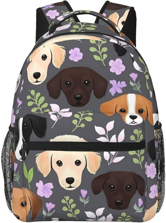Rucksacks Polyester Anti-Theft Multipurpose Boxer Dogs And Flower Carry On Bag Large Capacity Gym Outdoor Hiking Backpack With Smooth Zippers