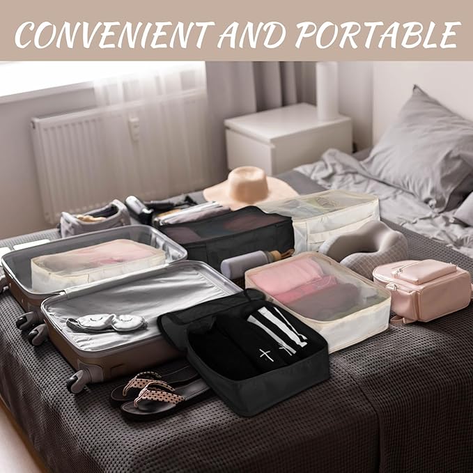 Silkfly 8 Pcs XL Packing Cube for Travel Luggage Organizer Suitcase High Capacity Large Packing Bag Bulk Reusable Mesh Travel Cube for Hiking Camping Accessory, 17.7 x 13 x 4.7 Inch (Black Beige)