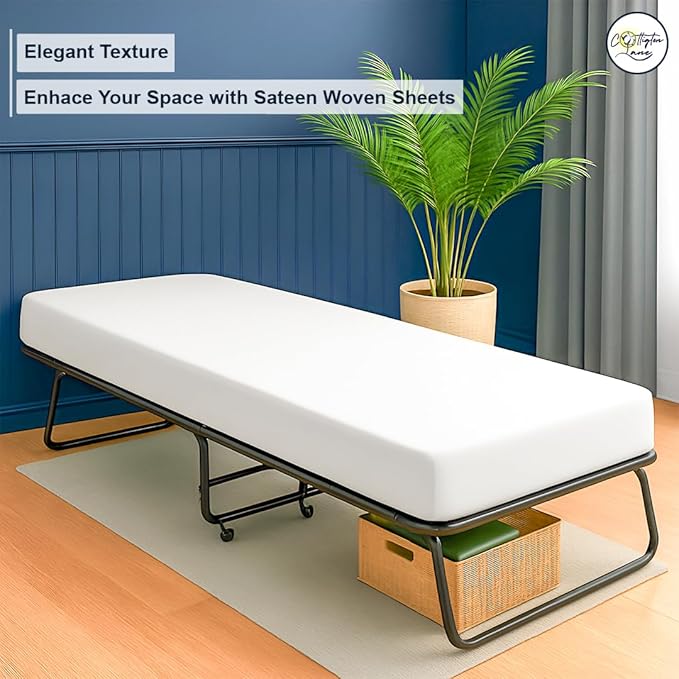 Cot Fitted Sheet 30 x 75, 100% Egyptian Cotton, 1 PC Cot Size Bottom Sheet Only, Perfect for Narrow Twin, Camp Bunk, Army Cots, Trifold Mattress, Camping Cot, Guest Bed Replacement(White)