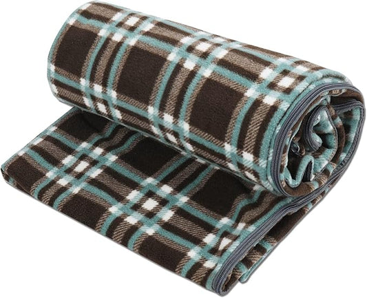 REDCAMP 73" Long Full Sized Fleece Sleeping Bag Liner Thicker for Adult Warm or Cold Weather, Zipper Camping Blanket for Outdoor Indoor Used with Sack, Brown