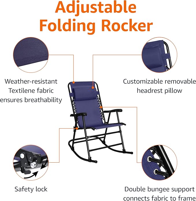 Amazon Basics Foldable Rocking Chair - Blue