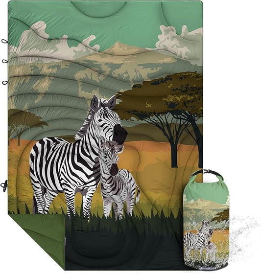 Camping Blanket Puffy - Outdoor Stadium Blanket Wearable, Lightweight, Packable, Machine Washable Camping Quilt for Traveling, Picnic, Beach, Party