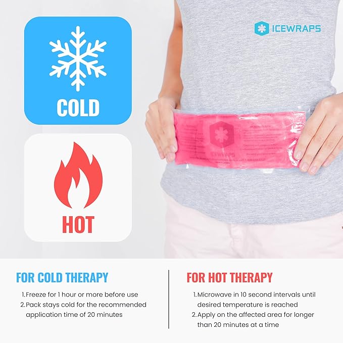 ICEWRAPS 6"x12" Flexible Gel Reusable Ice Packs for Injuries, After Surgery and Pain Relief | Neck, Knee, Hip, Back and Shoulder | Hot Cold Compress Swelling | 2 in a Pack, Pink