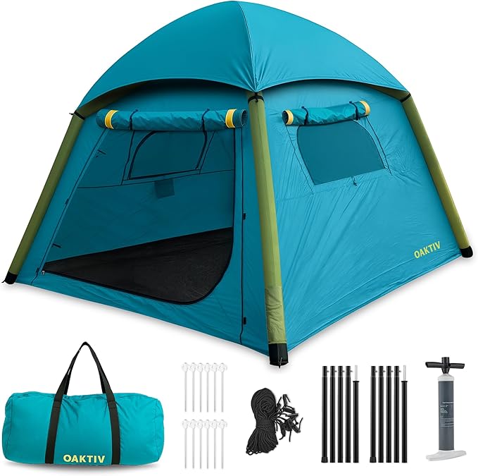 CloudCamp Inflatable Tents for Camping- 6 People Waterproof Oxford Fabric(210D), Quick Setup Air Tent with Manual & Battery Pump, UV Protection, 4-Season Inflatable Tent