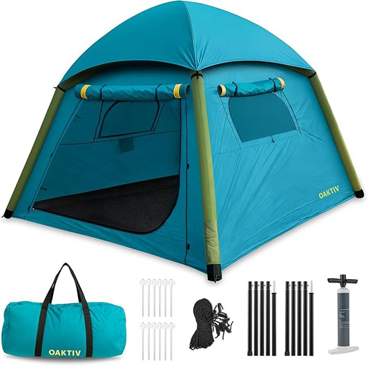 CloudCamp Inflatable Tents for Camping- 6 People Waterproof Oxford Fabric(210D), Quick Setup Air Tent with Manual & Battery Pump, UV Protection, 4-Season Inflatable Tent