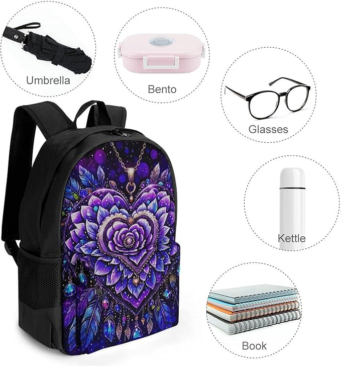 Rucksack Polyester Anti-Theft Multipurpose Fantasy Rose Art Carry On Bag Large Capacity Travel and Sport Backpack Rucksack With Smooth Zippers