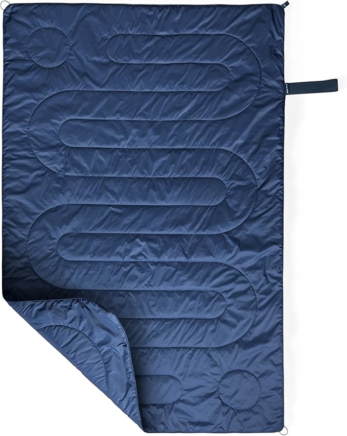 Huzi Infinity Travel - Packable Blanket - Puffy - for Travel Outdoor Picnic Trip Camping Beach - 57 x 38 (Navy)
