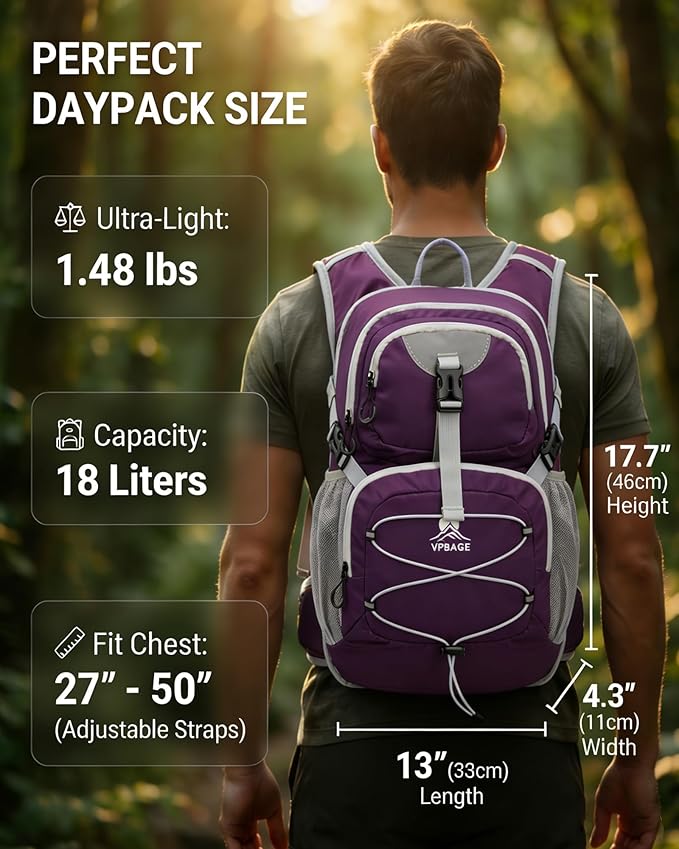 Hydration Backpack with 2L Bladder – Thermal Insulated Water Pack for Hiking, Skiing, Running – Lightweight Daypack for Men & Women, Soft-Lined Sunglasses Pocket & Large Waist Pockets