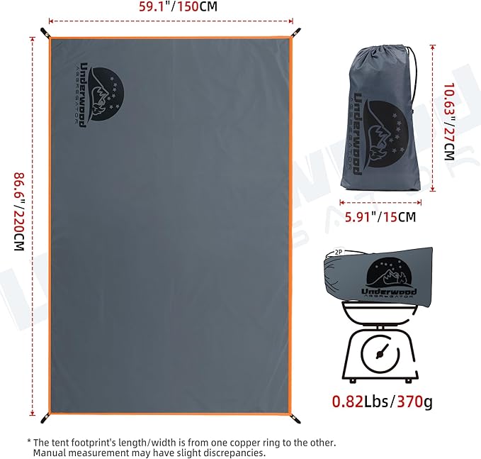 Tent Footprint - Waterproof Camping Tarp with Heavy Duty Grommet, Ultralight Outdoor Tent Floor Mat, PU3000mm Ground Sheet for Backpacking, Hiking, Hammock, Picnic, Beach