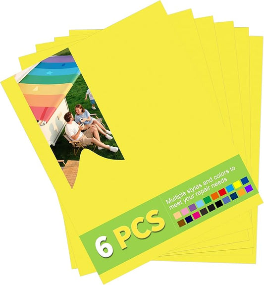 7x9in Nylon Repair Patch，Tent Repair Kit，Self Adhesive Waterproof Fabric Repair Tape for Tent, Umbrella, Sleeping Bag, Down Jackets,Knapsack.（Yellow,6ps）