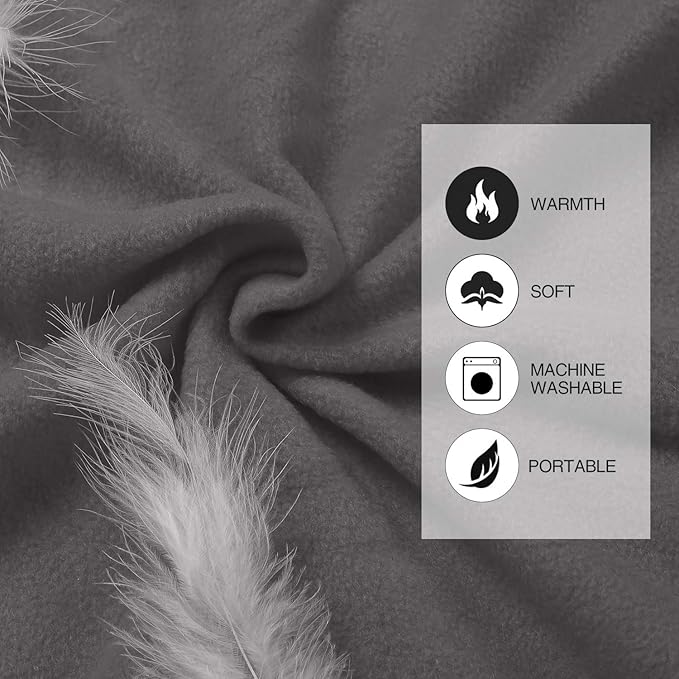 REDCAMP Fleece Sleeping Bag Liner with Hood, Great for Adult Warm or Cold Weather, 87" Long Full Sized Zipper Camping Blanket for Outdoor, Grey