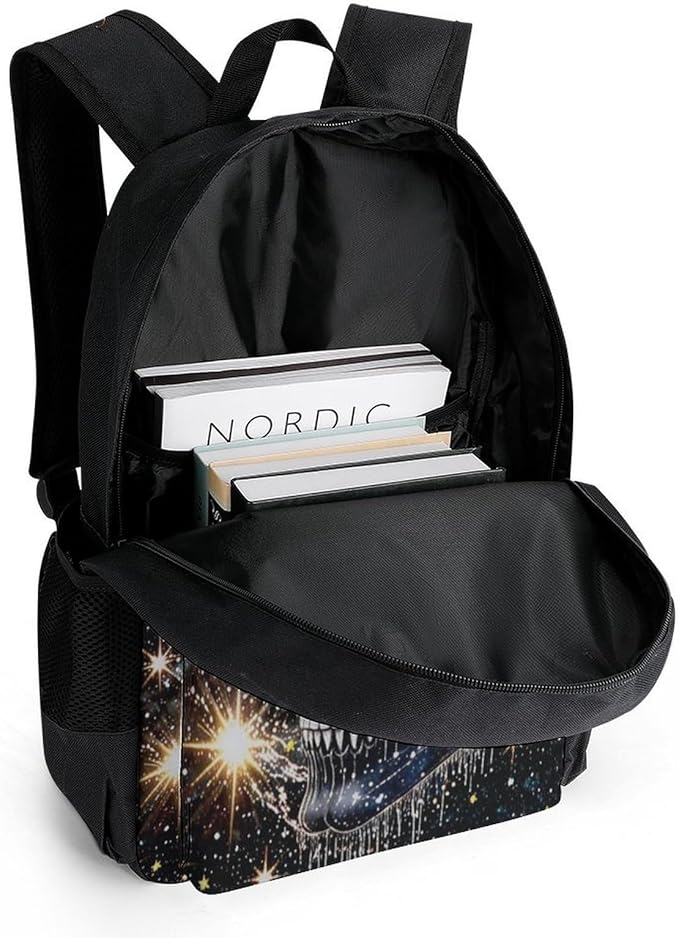 Shoulder Book Bags Polyester Multipurpose Anti-Theft Magical Machine Skull Art Carry On Bag Large Capacity Travel Hiking Camping Rucksack