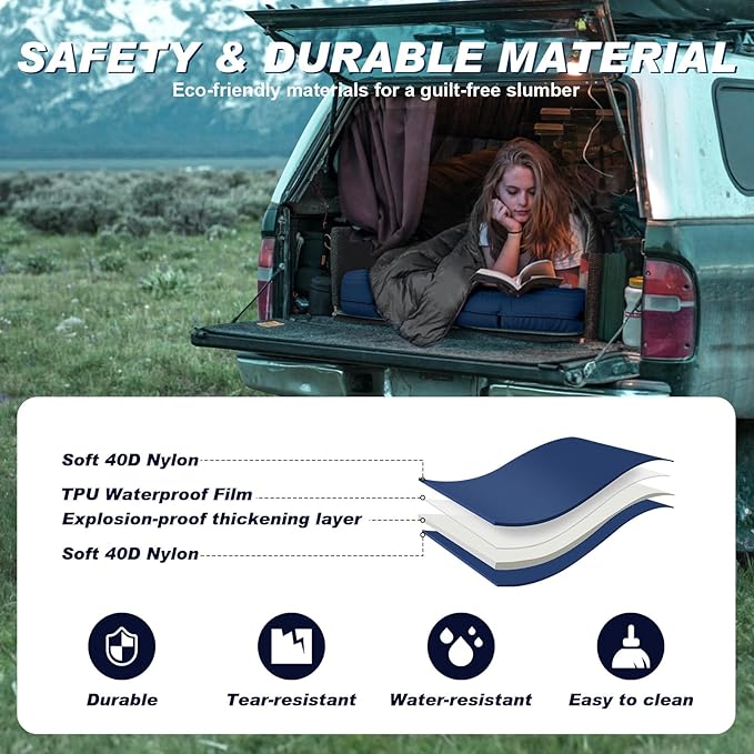 Camping Sleeping Pad, Extra Thickness 4.7 Inch Inflatable Sleeping Mat Ultralight Waterproof Camping Mat with Built in Pump Air Mattress for Backpacking, Hiking, Tent, Travel