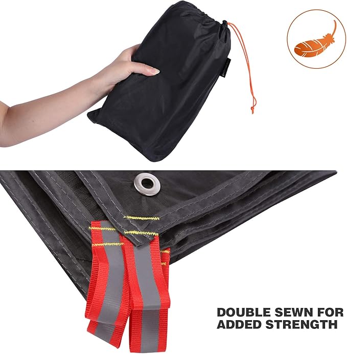 REDCAMP Waterproof Camping Tent Tarp - 36"x83", 4 in 1 Multifunctional Tent Footprint for Camping, Hiking and Survival Gear, Lightweight and Compact